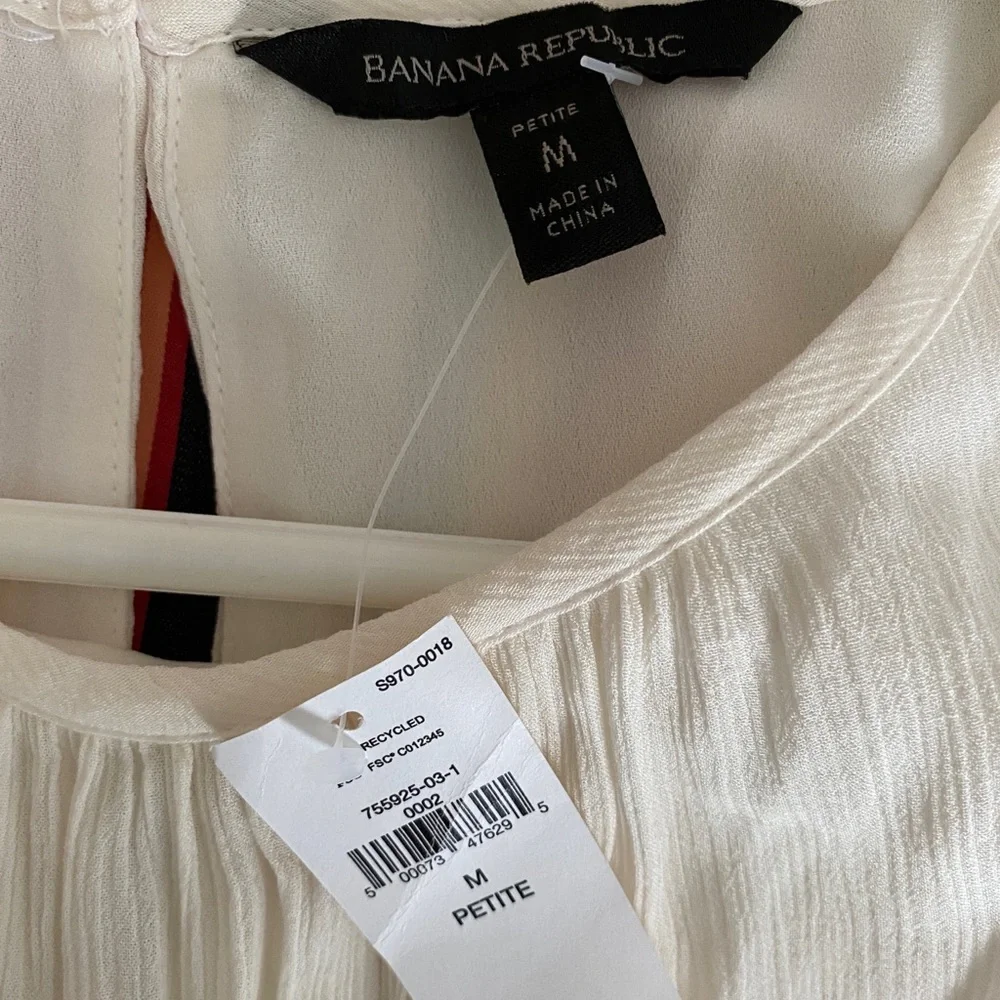 NWT Banana Republic Petite Medium White Tiered Mini Dress - Picture 8 of 14